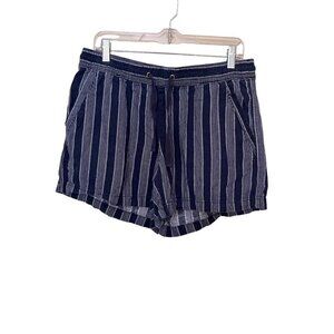 Nautica Womens Striped Linen Blend Shorts L Boh Beachy Lagenlook Coastal